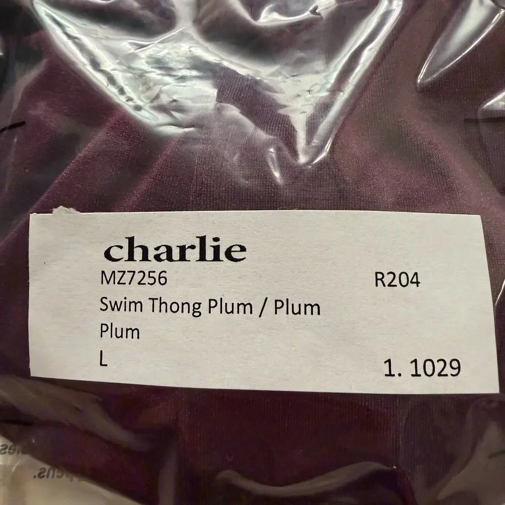 Charlie By MZ Mens Classic Body Swim Thong Color Plum Purple Large